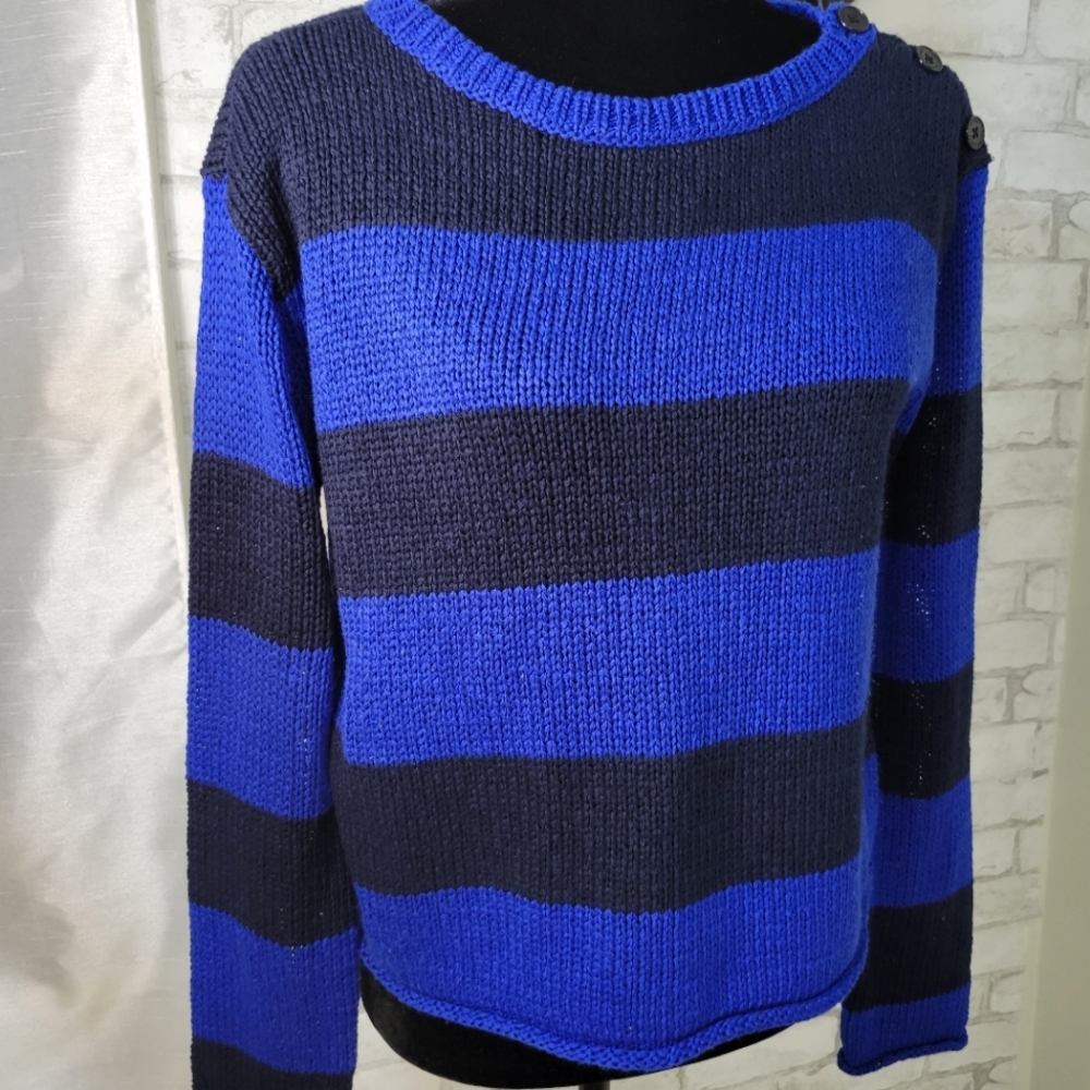 Ralph Lauren Blue Stripe Knit Sweater